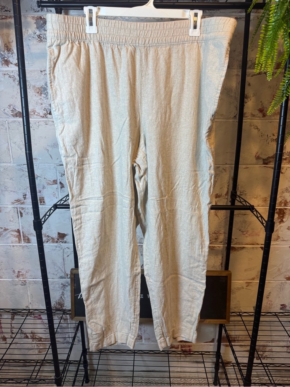 Old Navy Light Beige Elastic-Waist Straight Leg XL TALL